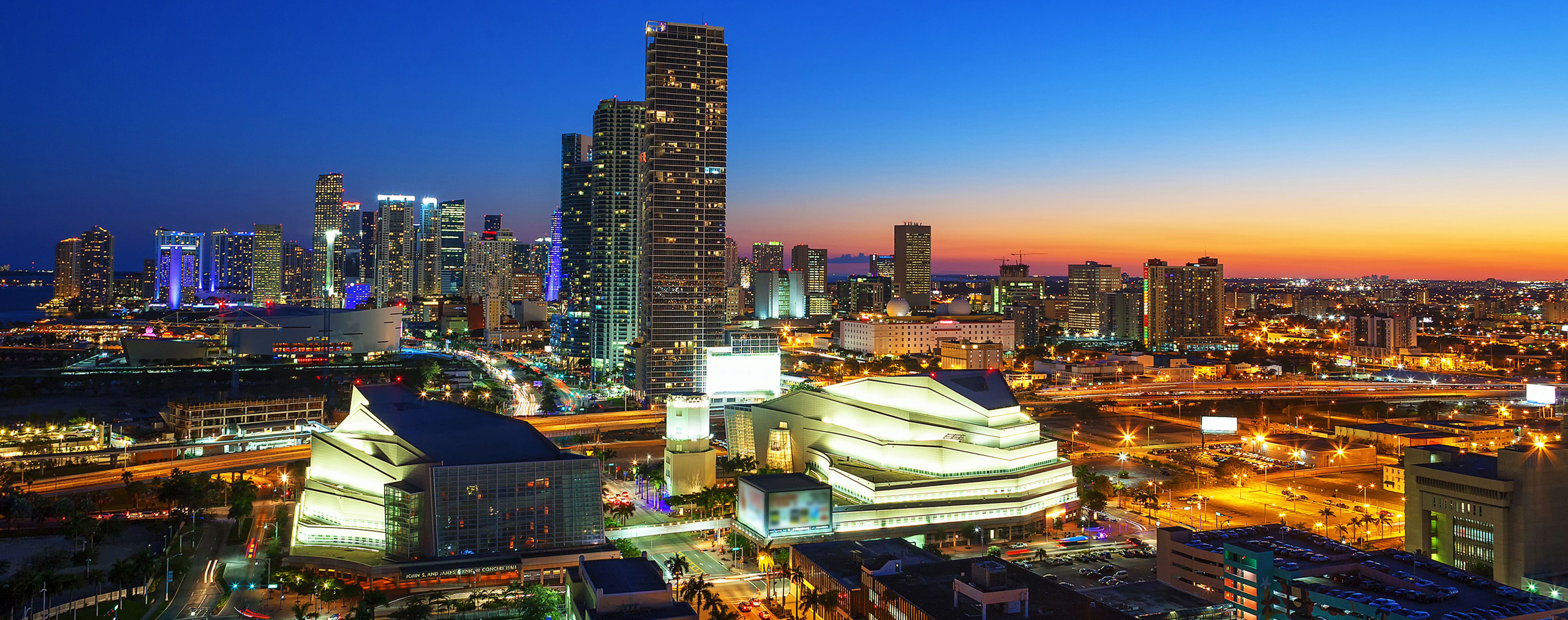 View of Miami downtown at night